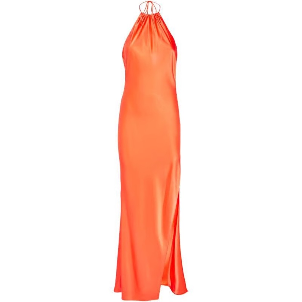 Alice + Olivia Orange Backless Halter Gown
